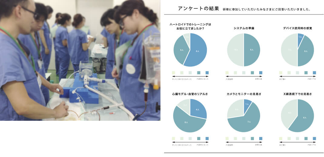 冠動脈モデルと四腔モデルを用いてトレーニング